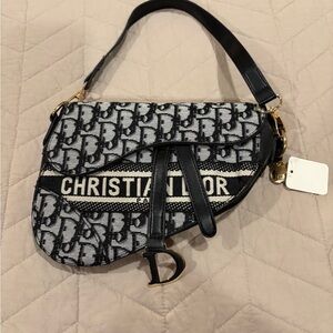 Monogram Black and Gray Saddle Bag golden accents